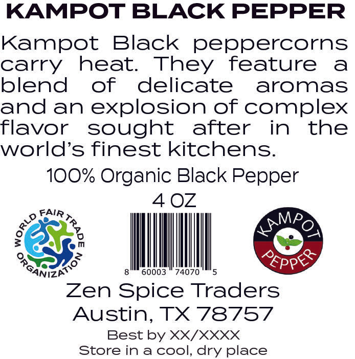 Organic Kampot Black Peppercorns - Cambodia