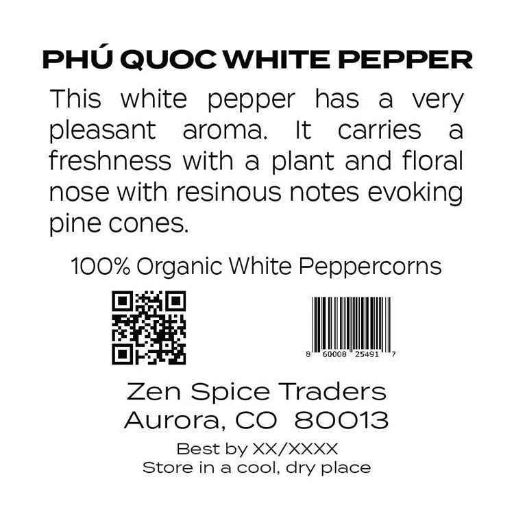 Organic Phú Quốc White Peppercorns - Vietnam
